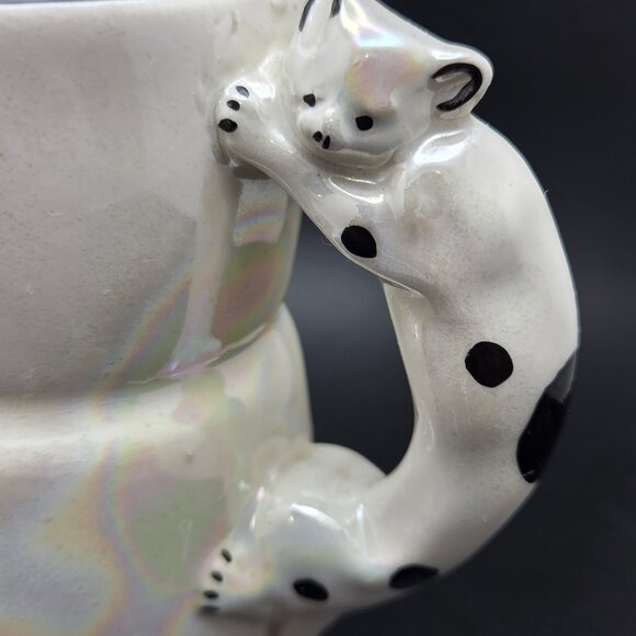 Vintage Czechoslovakia Porcelain Pearl Lusterware Cat Handle Pitcher Jug Creamer - Picture 2 of 10
